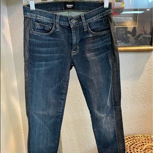 Hudson Ava Super Skinny Jeans with Leather Tuxedo Stripe